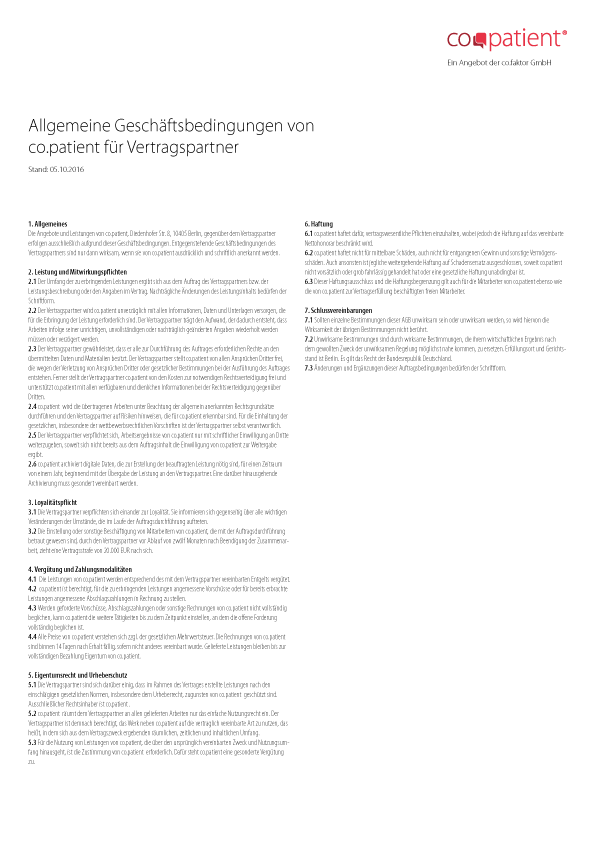 co.patient AGB für Kunden